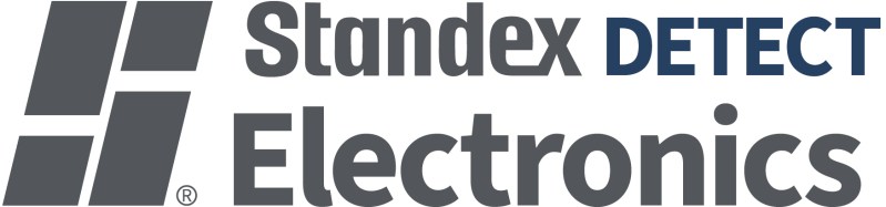 The Standex Electronics logo with the words Standex DETECT Electronics in gray and blue, next to a geometric icon of three stacked, slanted rectangles.
