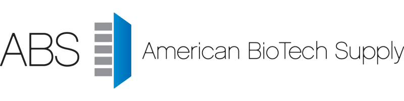 Logo for American BioTech Supply with the initials ABS on the left, a blue and gray stylized icon resembling an open door, and the words American BioTech Supply in black text on the right.