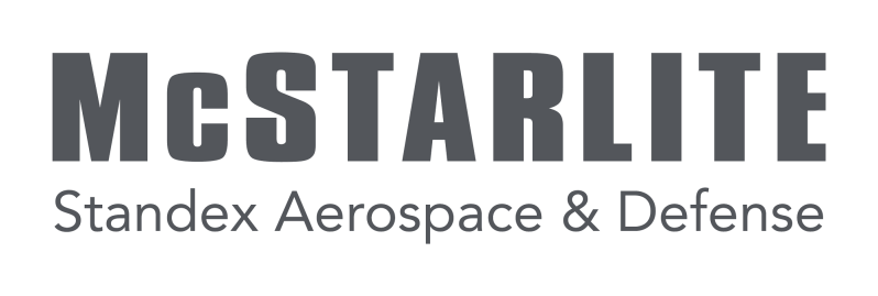 The image displays the text McSTARLITE in large bold letters, with Standex Aerospace & Defense—leaders in the aerospace and defense industry—in smaller gray letters underneath, all set against a light background.